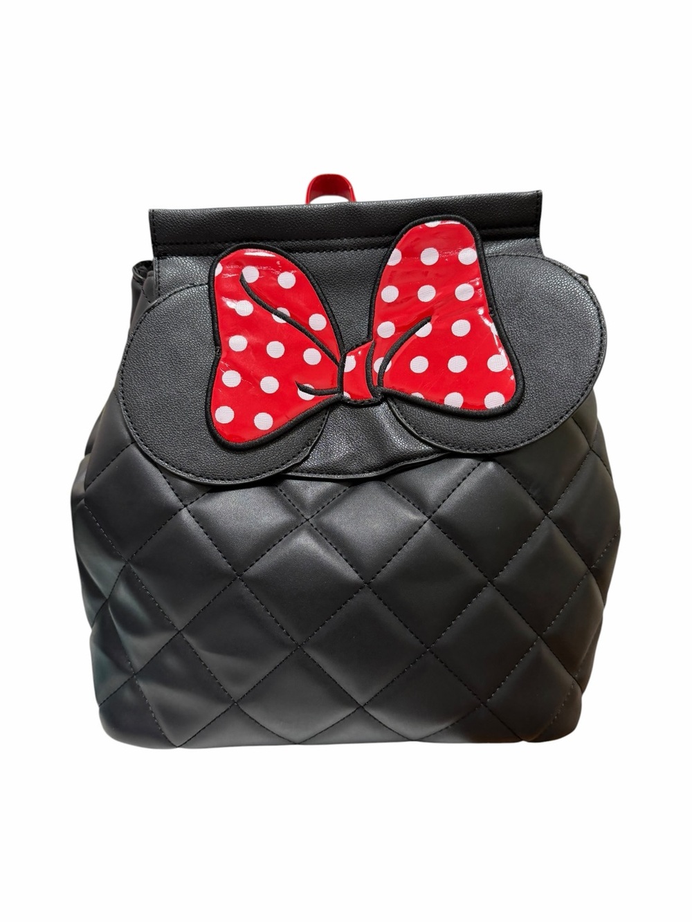 DANi Solid Black/Red Quilted Faux Leather Backpack